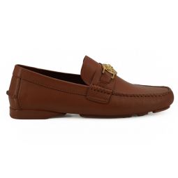 Versace Natural Brown Calf Leather Loafers Mens Shoes