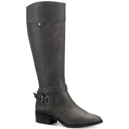 Bennon Womens Zipper Block Heel Knee-High Boots