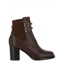 Valentino Womens Rockstud Calfskin Buckle-Strap Ankle Boots