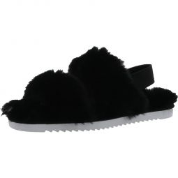 Pattel Womens Faux Fur Open Toe Slingback Sandals