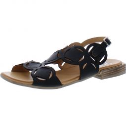 Avril Womens Leather Open Toe Slingback Sandals