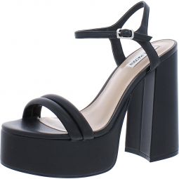 Tille Womens Faux Leather Block Heel Platform Sandals
