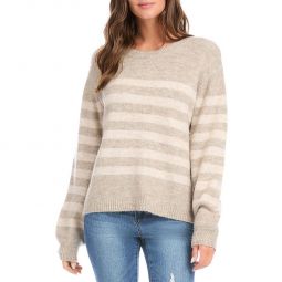 Womens Striped Knit Crewneck Sweater