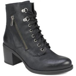 Dorian Womens Faux Leather Block Heel Ankle Boots