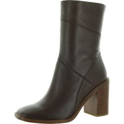Stormy Womens Leather Block Heel Mid-Calf Boots