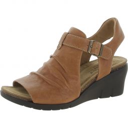 Arrosa Womens Leather Peep-Toe Slingback Sandals
