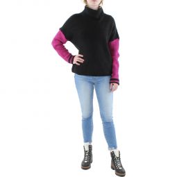 RD Style Womens Mixed Media Ribbed Mock Turtleneck Sweater