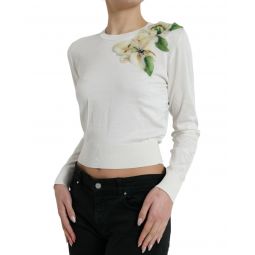 Dolce & Gabbana Floral Silk Crew Neck Pullover Sweater