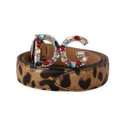 Dolce & Gabbana Leopard Crystal-Embellished Leather Belt