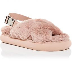 Solarisse Fur Womens Leather Warm Slingback Sandals