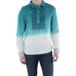 Frederick Mens Embroidered Henley Button-Down Shirt