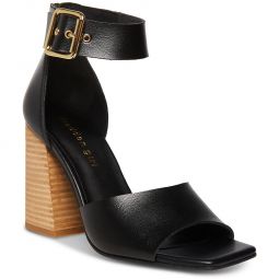 Reveall Womens Faux Leather Ankle Strap Block Heels