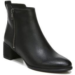 Richy Zip Womens Faux Leather Block Heel Ankle Boots