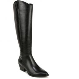 Reese Womens Faux Leather Block Heel Knee-High Boots