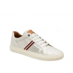 Bally Mens White Calf Leather Sneakers With Red Beige (7 D US)