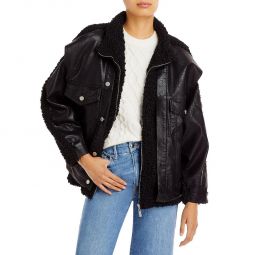 Womens Faux Leather Utility Motorcycle Jacket