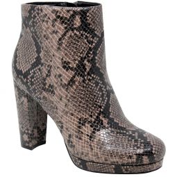 Chasen Womens Faux Leather Animal Print Ankle Boots