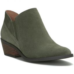 FIONAN Womens Leather Stacked Heel Chelsea Boots