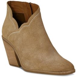 Lakelyy Womens Leather Stacked Heel Ankle Boots