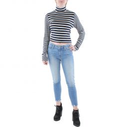 The Knit Stripe Womens Long Sleeve Layering Turtleneck Top