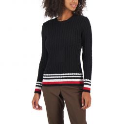 Womens Cable Knit Pullover Crewneck Sweater