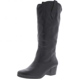 Abilene Womens Leather Block Heel Knee-High Boots