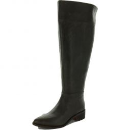 LDaya WC Womens Leather Stacked Heel Knee-High Boots