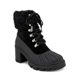Mikayla Womens Lugged Sole Block Heel Combat & Lace-up Boots
