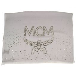 MCM Womens Grey Dawn Cashmere With Swarovski Crystal Logo Scarf