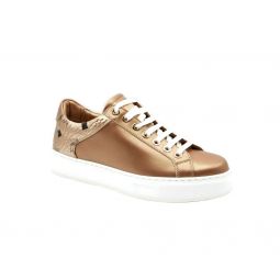 MCM Womens Rose Gold Leather Low Top Sneakers