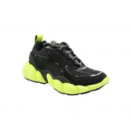 MCM Womens Black Luft Collection Suede Neon Green Trim Sneaker
