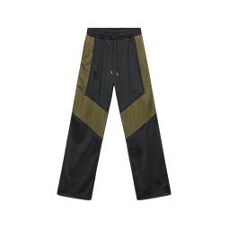 MCM Mens Black Straight Sweatpants with Olive Green Mesh