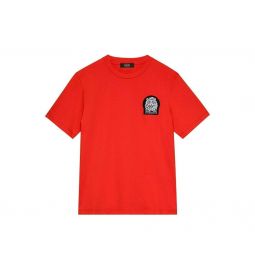 MCM Mens Orange Munich Lion Logo Cotton Short Sleeve T-Shirt