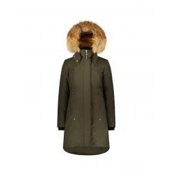 Moose Knuckles Gold-Tone Parka with Blue Fox Fur Ruff