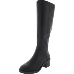 Chrissie P Womens Faux Leather Block Heels Knee-High Boots
