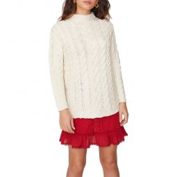 Cotton Wood Womens Open Stitch Cable Knit Funnel-Neck Sweater