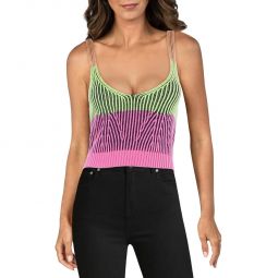 Gina Womens Cashmere Blend Colorblock Cropped