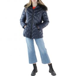 Womens Faux Fur Warm Quilted Coat