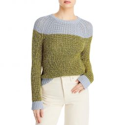 Womens Colorblock Crewneck Pullover Sweater