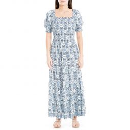 Womens Floral Smocked Maxi Dress