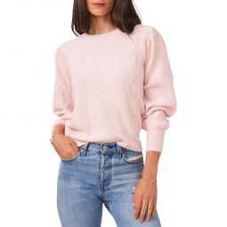Midnight Garden Womens Cable Knit Crewneck Pullover Sweater