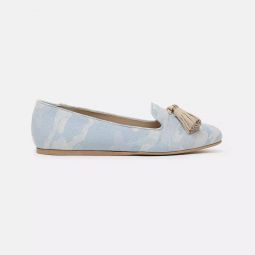 Charles Philip Elegant Light Blue Camouflage Womens Loafers