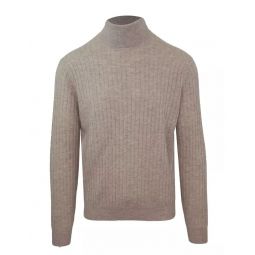 Malo Beige Cashmere-Wool Blend Turtleneck Mens Sweater