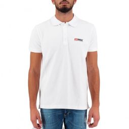 Diesel Elegant White Cotton Polo Shirt with Contrasting Mens Logo