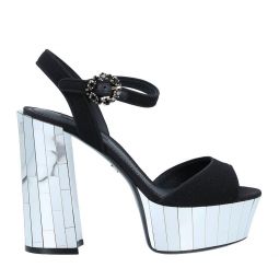 Dolce & Gabbana Elegant Silk Crepe Jewel Buckle Womens Sandals