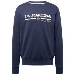 La Martina Elegant Cotton Crewneck Sweater with Mens Logo