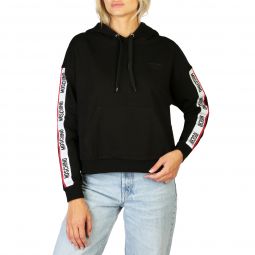 Moschino Long Sleeve Cotton Blend Sweatshirt with Fixed Hood