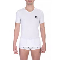 Bikkembergs V-Neck Cotton Blend Mens T-Shirt Timeless Mens Style