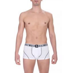 Bikkembergs Elevate Your Essentials with White Cotton Trunk Mens Twin-Pack