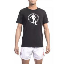 Bikkembergs Sleek Black Cotton Blend Printed Mens T-Shirt